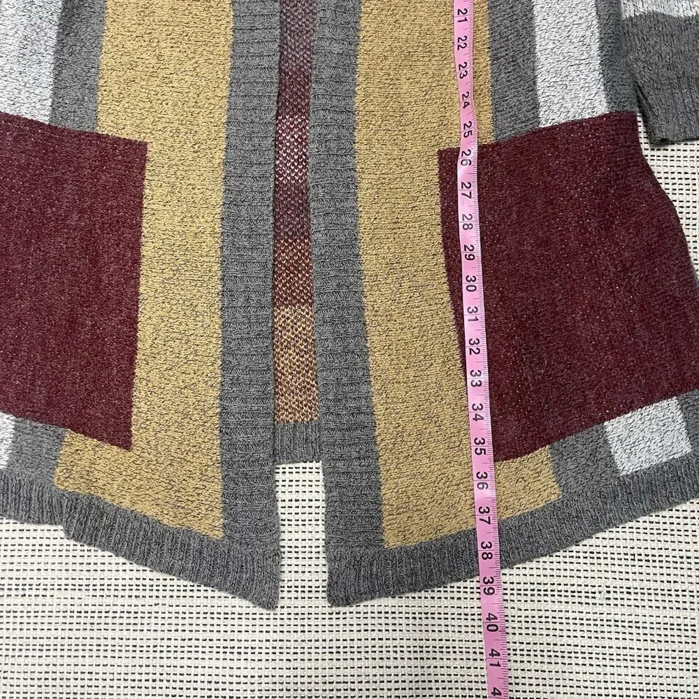 Yaira Open Knit Cardigan Sweater Colorblock Pattern Long L - Picture 9 of 9